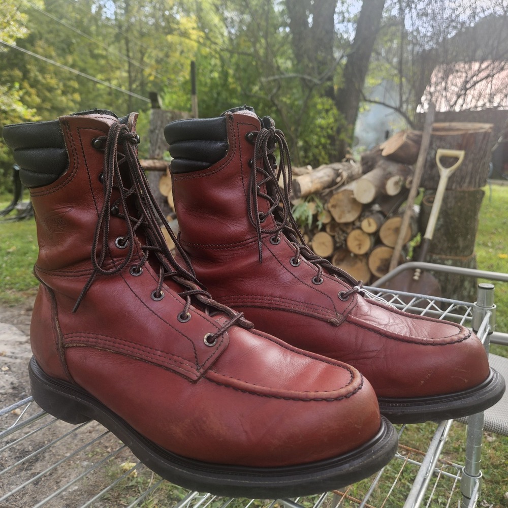 RED WING Work Boots 402 Mens 12 H Soft Moc Toe 8" SUPERSOLE USA Made Leather